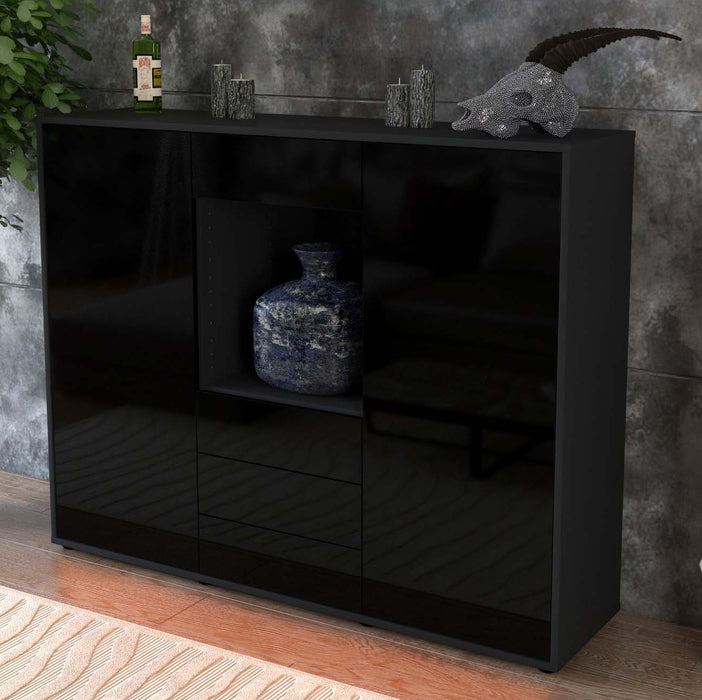 Highboard Mariella, Schwarz Studio (136x108x35cm) - Dekati GmbH