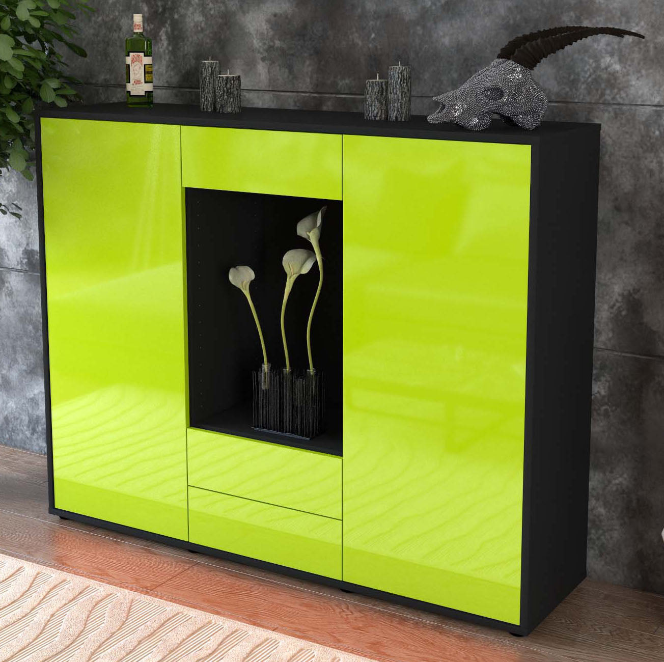 Highboard Marilena, Grün Studio (136x108x35cm) - Dekati GmbH