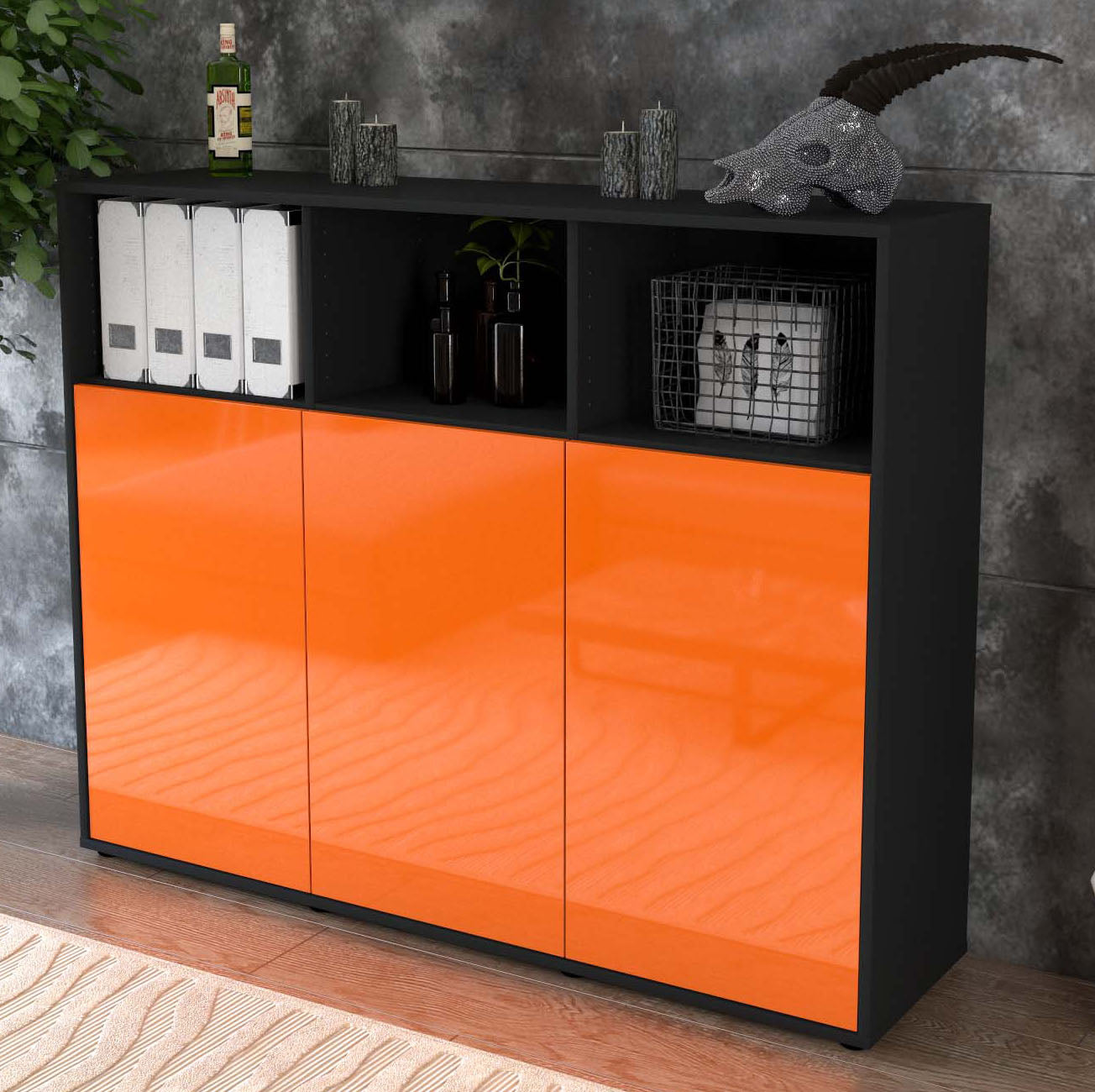 Highboard Marina, Orange Studio (136x108x35cm) - Dekati GmbH