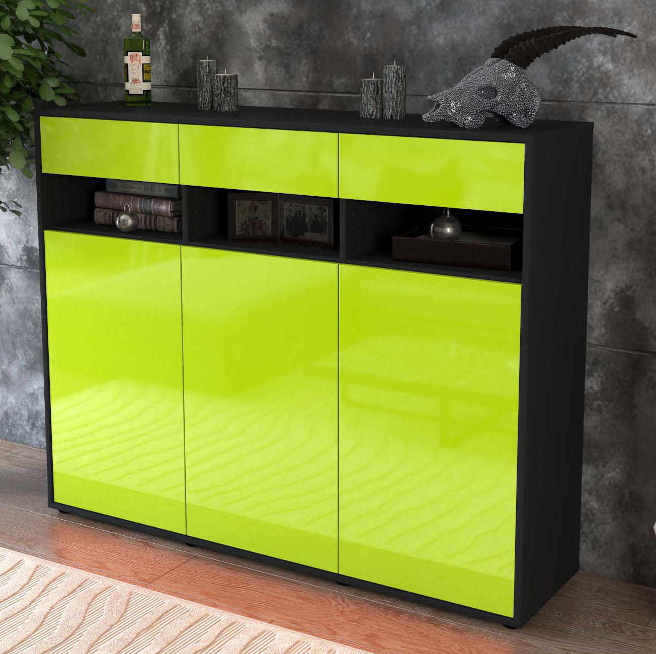 Highboard Marlene, Grün Studio (136x108x35cm) - Dekati GmbH