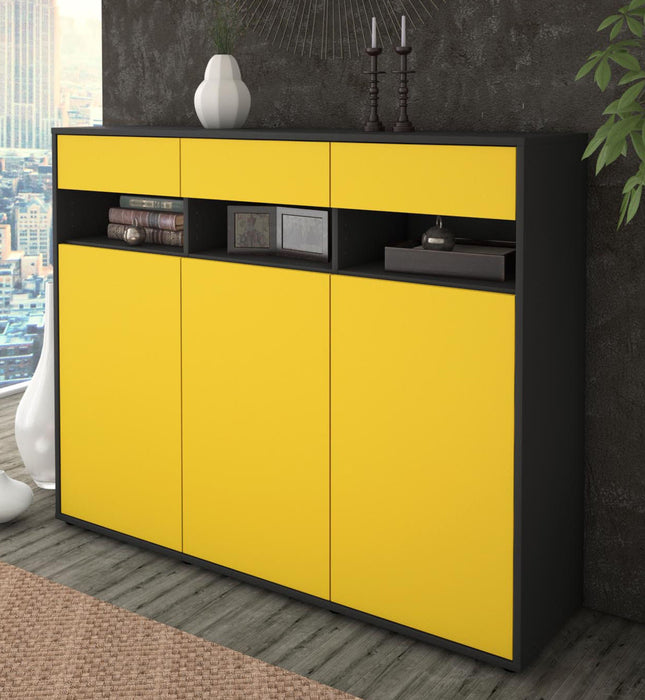 Highboard Marlene, Gelb Studio (136x108x35cm) - Dekati GmbH