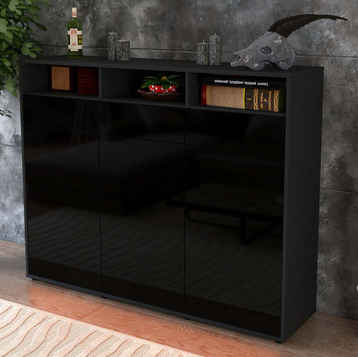 Highboard Marta, Schwarz Studio (136x108x35cm) - Dekati GmbH