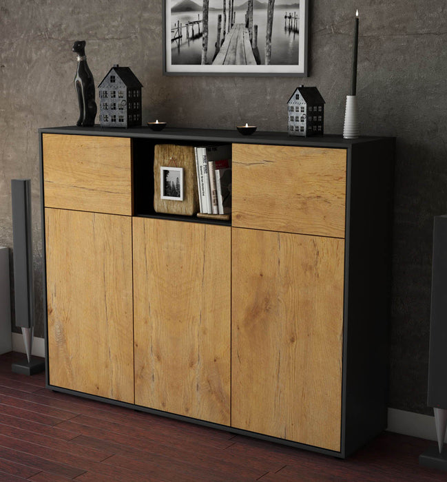 Highboard Melanie, Eiche Studio (136x108x35cm) - Dekati GmbH