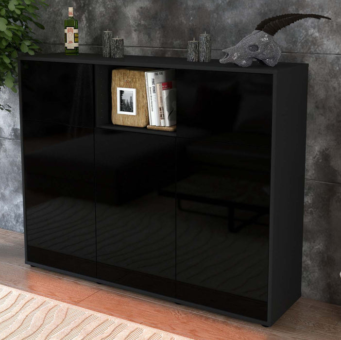 Highboard Melanie, Schwarz Studio (136x108x35cm) - Dekati GmbH