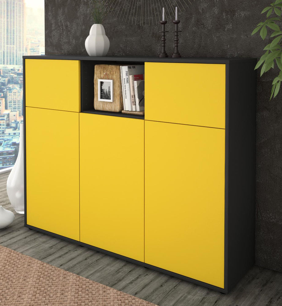 Highboard Melanie, Gelb Studio (136x108x35cm) - Dekati GmbH