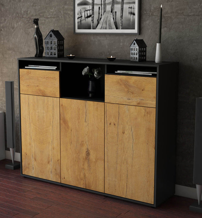 Highboard Melena, Eiche Studio (136x108x35cm) - Dekati GmbH