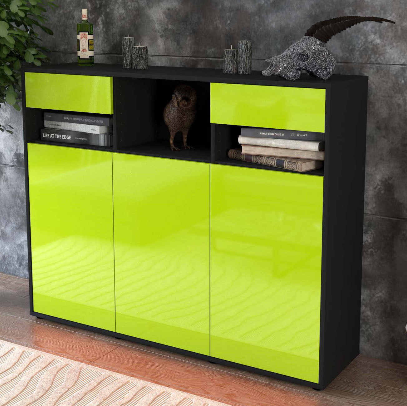 Highboard Mena, Grün Studio (136x108x35cm) - Dekati GmbH