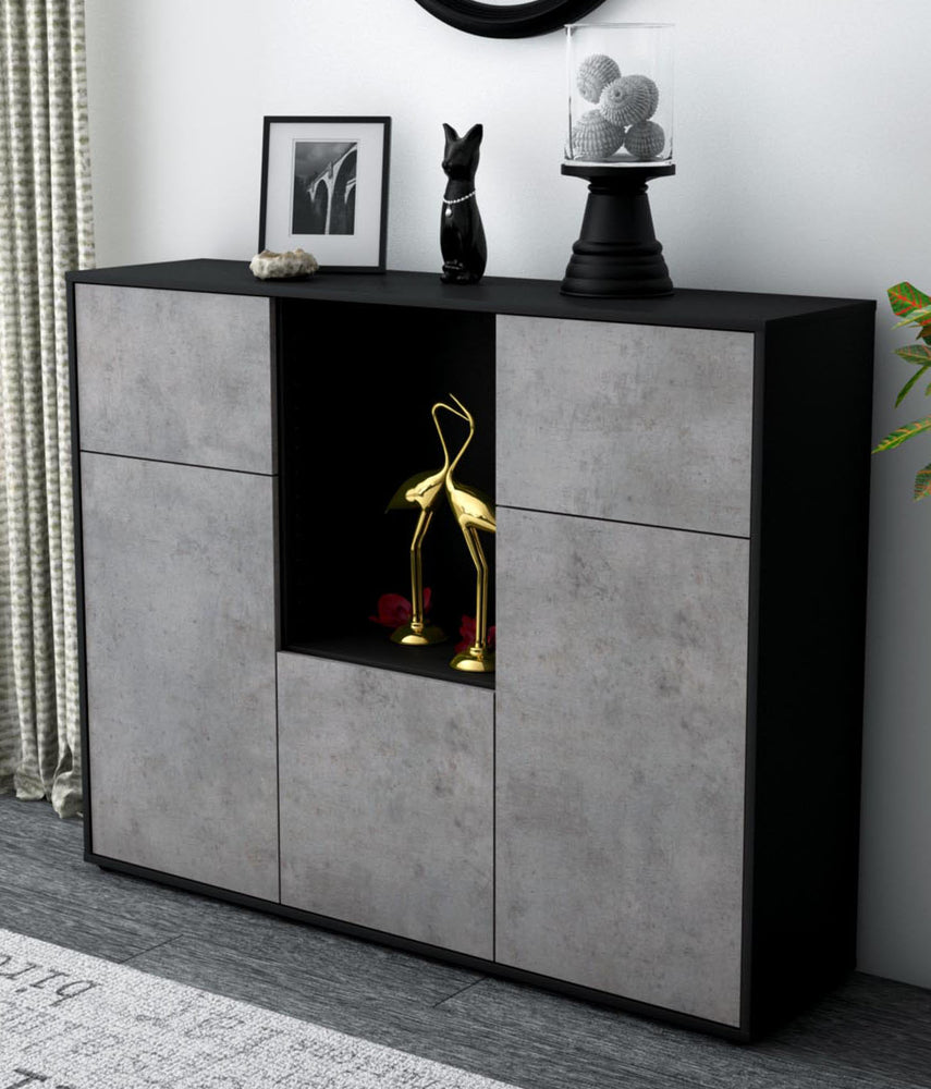 Highboard Michelle, Beton Studio (136x108x35cm) - Dekati GmbH