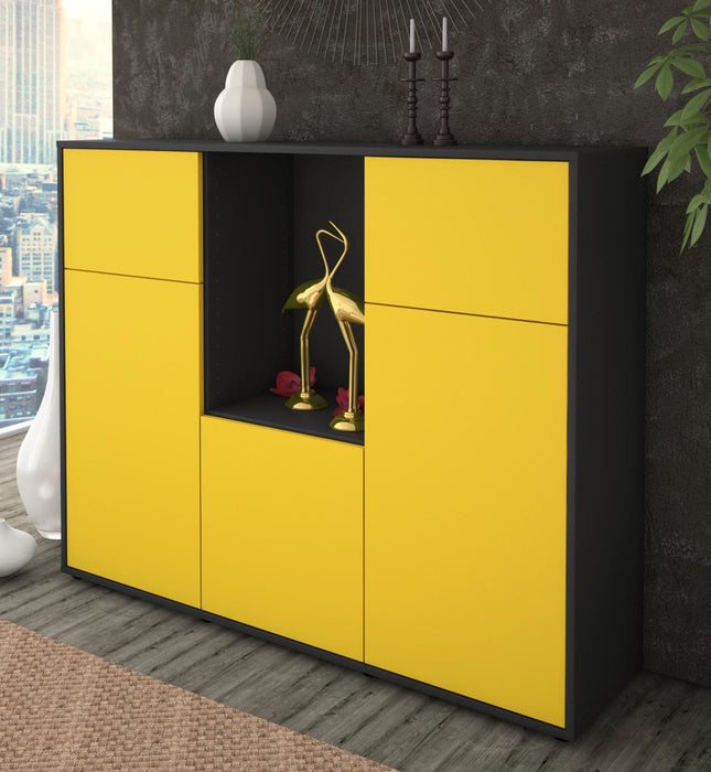 Highboard Michelle, Gelb Studio (136x108x35cm) - Dekati GmbH