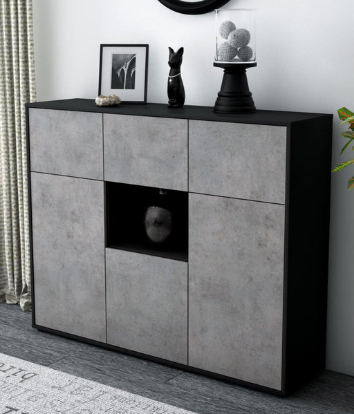 Highboard Milena, Beton Studio (136x108x35cm) - Dekati GmbH