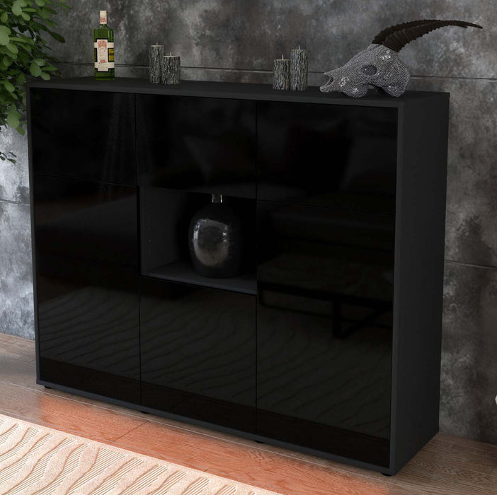 Highboard Milena, Schwarz Studio (136x108x35cm) - Dekati GmbH