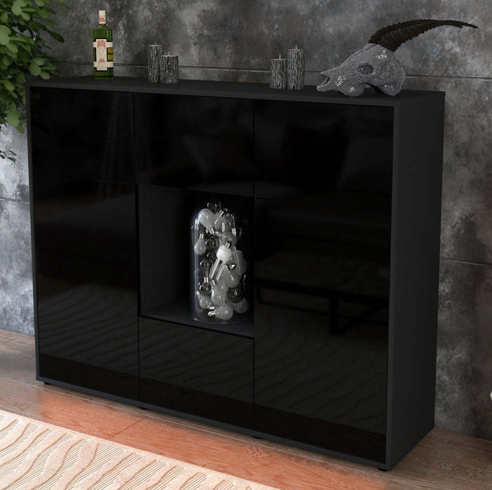 Highboard Milou, Schwarz Studio (136x108x35cm) - Dekati GmbH