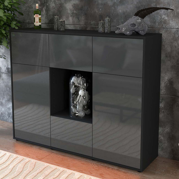 Highboard Milou, Grau Studio (136x108x35cm) - Dekati GmbH