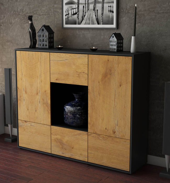 Highboard Mimma, Eiche Studio (136x108x35cm) - Dekati GmbH