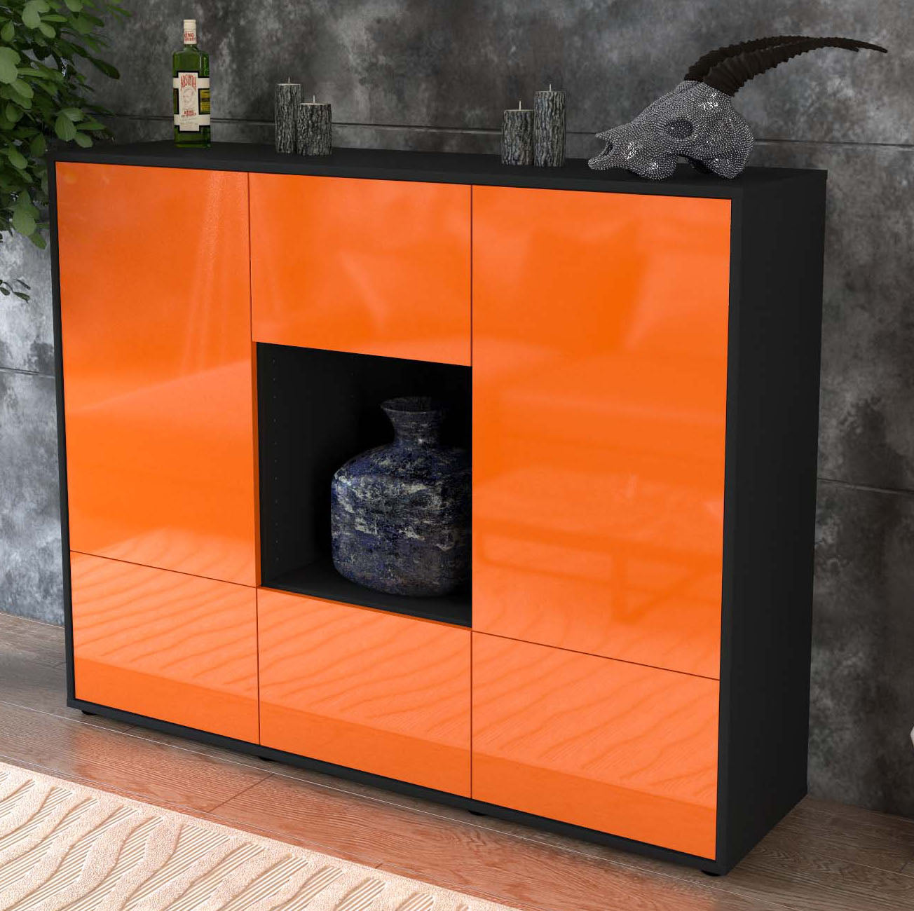 Highboard Mimma, Orange Studio (136x108x35cm) - Dekati GmbH