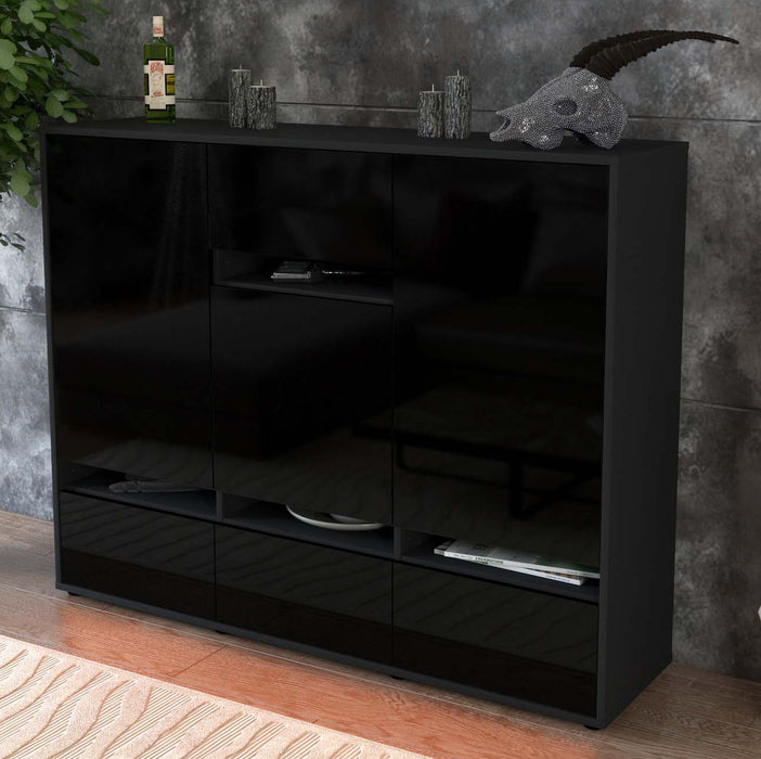 Highboard Mona, Schwarz Studio (136x108x35cm) - Dekati GmbH