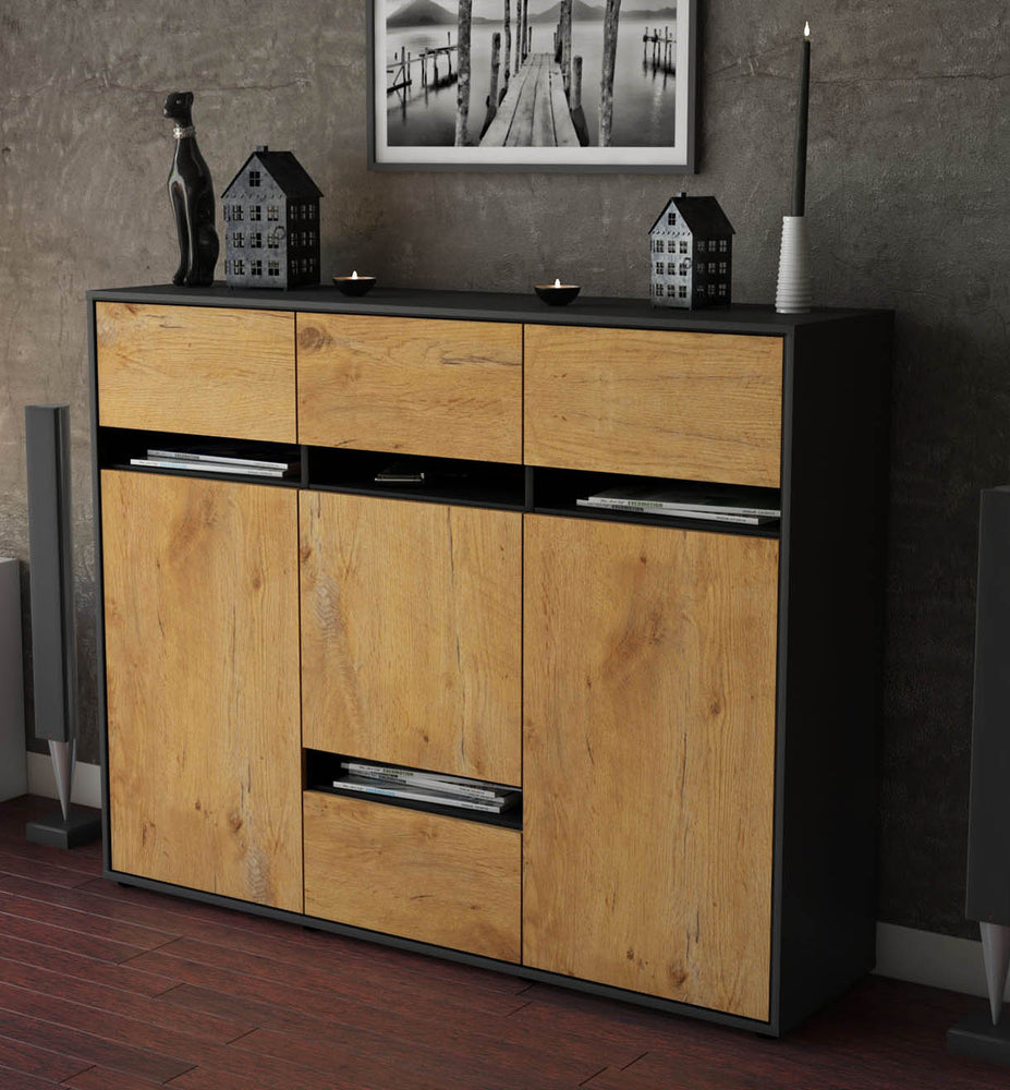 Highboard Monia, Eiche Studio (136x108x35cm) - Dekati GmbH