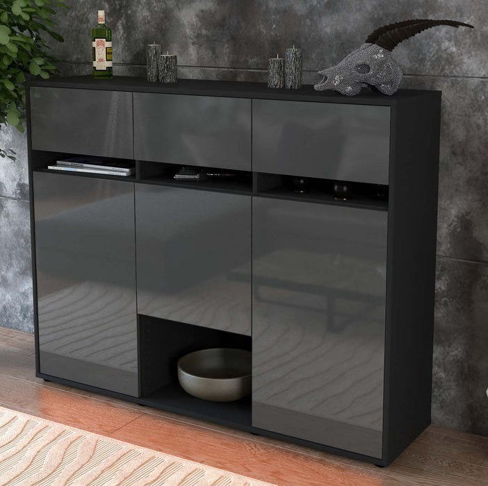 Highboard Natalie, Grau Studio (136x108x35cm) - Dekati GmbH