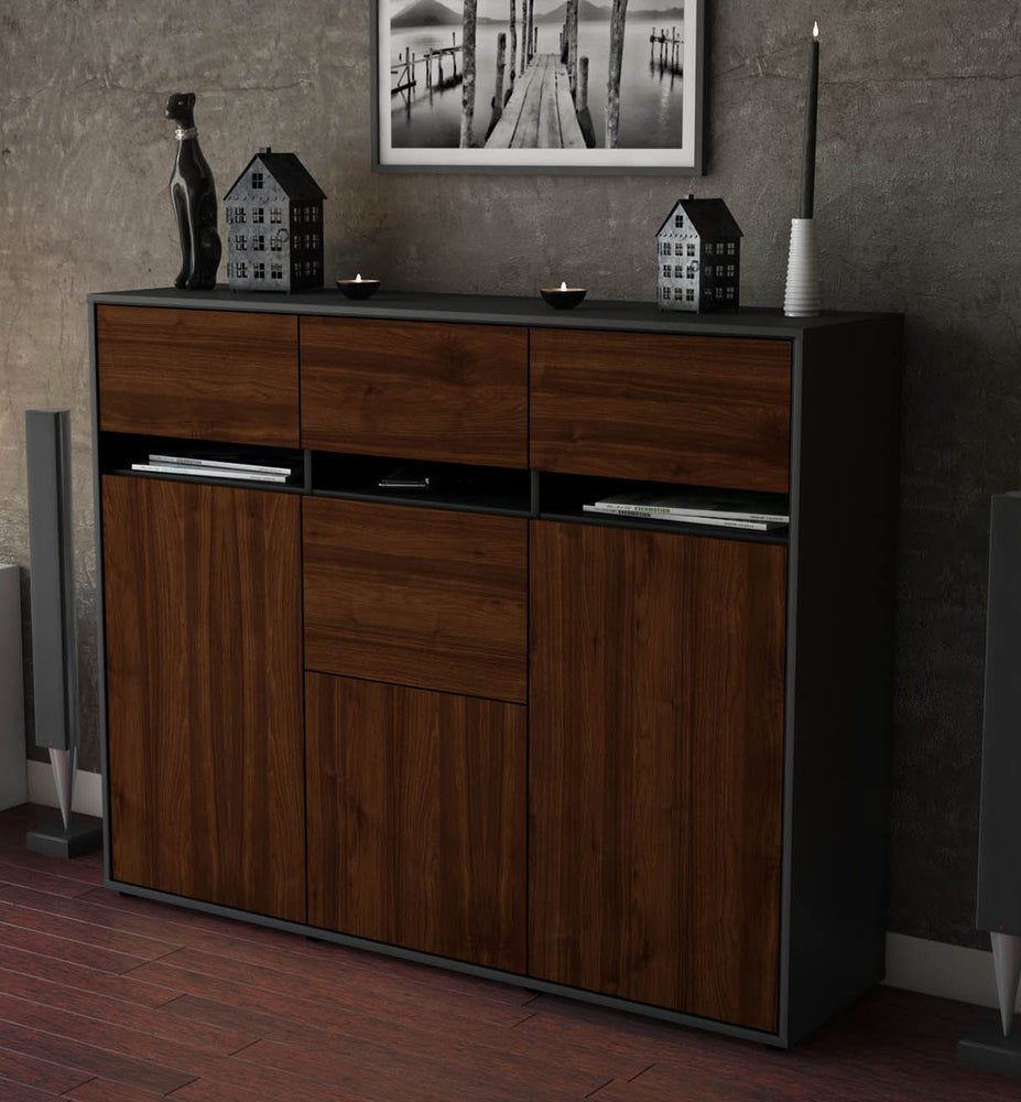 Highboard Neda, Walnuss Studio (136x108x35cm) - Dekati GmbH