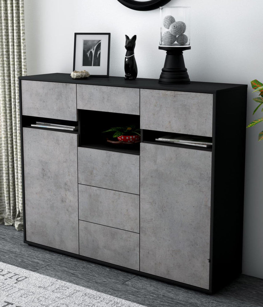 Highboard Nella, Beton Studio (136x108x35cm) - Dekati GmbH