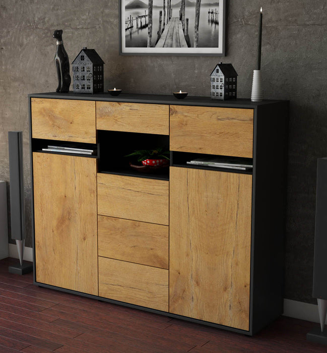 Highboard Nella, Eiche Studio (136x108x35cm) - Dekati GmbH