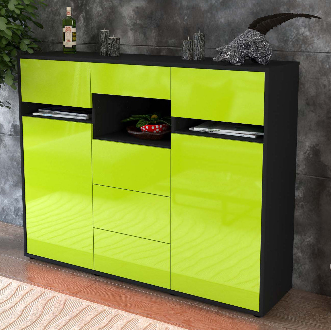 Highboard Nella, Grün Studio (136x108x35cm) - Dekati GmbH