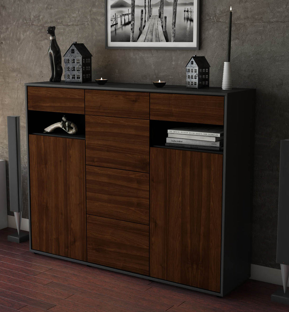 Highboard Nevia, Walnuss Studio (136x108x35cm) - Dekati GmbH