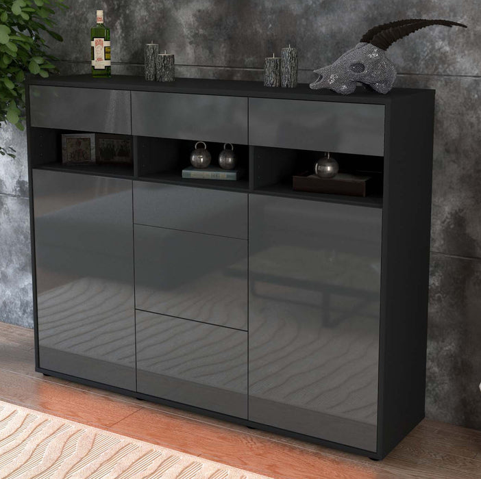 Highboard Ylenia, Grau Studio (136x108x35cm) - Dekati GmbH