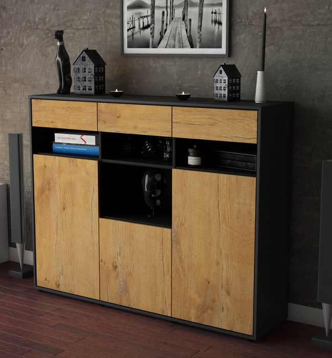 Highboard Nicole, Eiche Studio (136x108x35cm) - Dekati GmbH