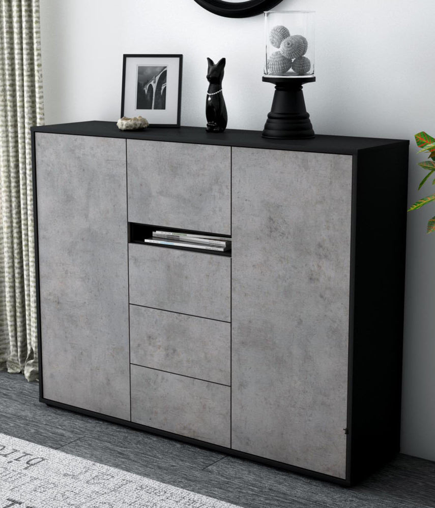 Highboard Nikola, Beton Studio (136x108x35cm) - Dekati GmbH