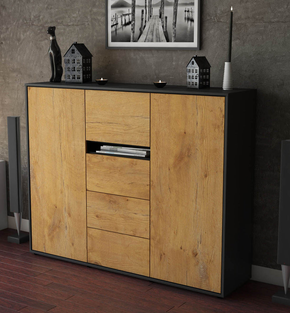 Highboard Nikola, Eiche Studio (136x108x35cm) - Dekati GmbH