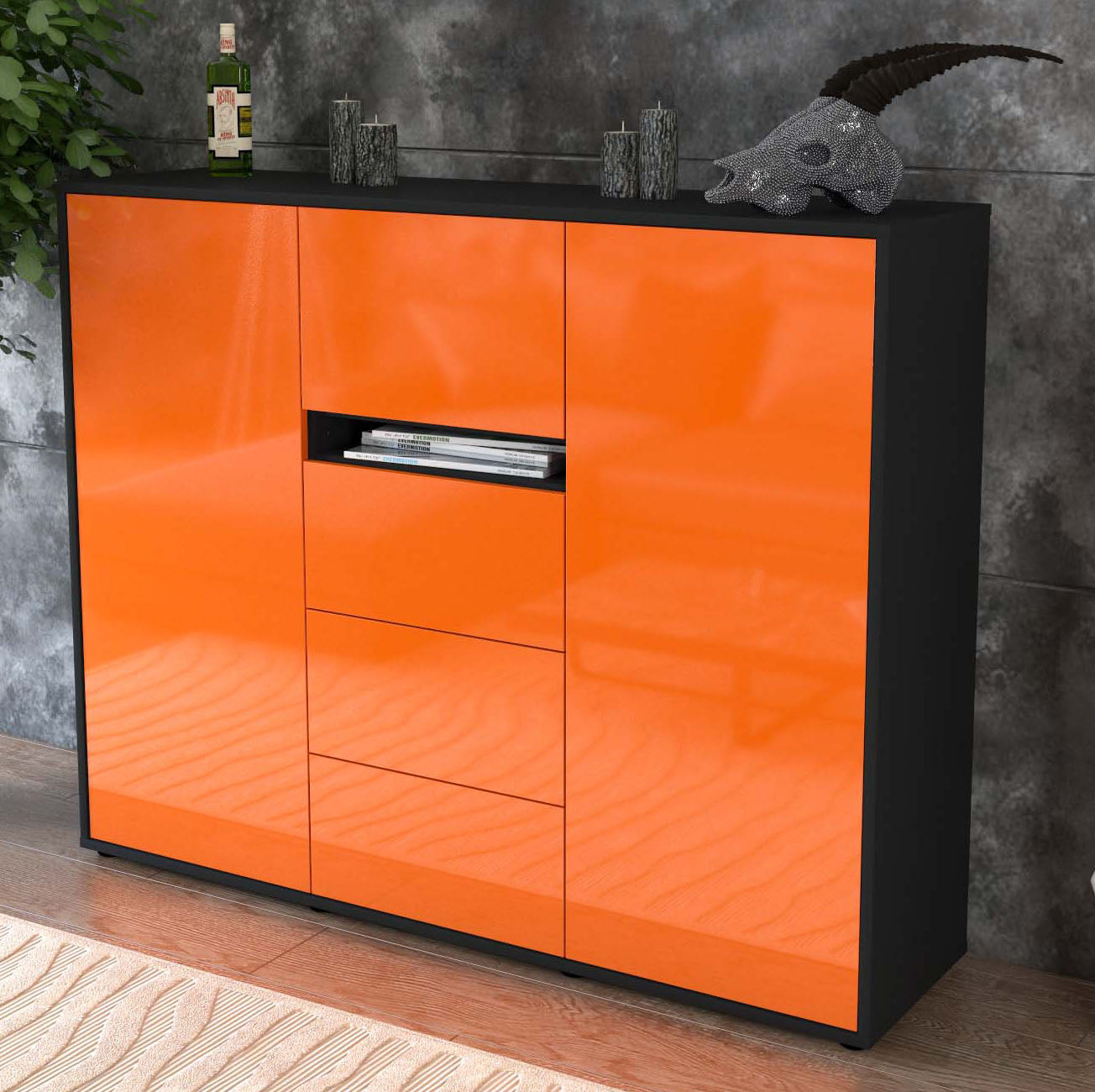 Highboard Nikola, Orange Studio (136x108x35cm) - Dekati GmbH