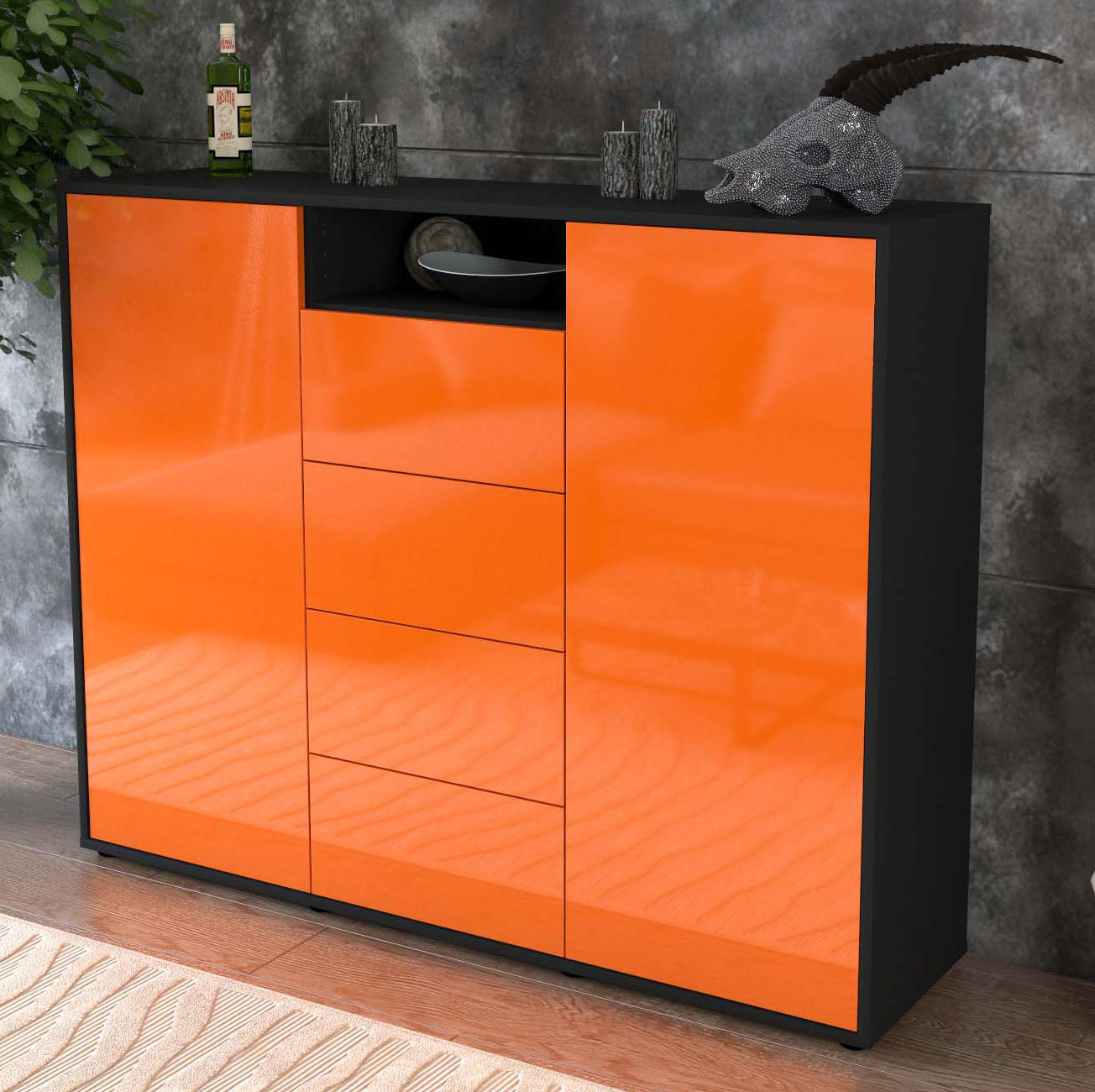 Highboard Nives, Orange Studio (136x108x35cm) - Dekati GmbH