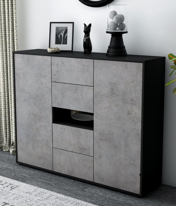 Highboard Noelia, Beton Studio (136x108x35cm) - Dekati GmbH