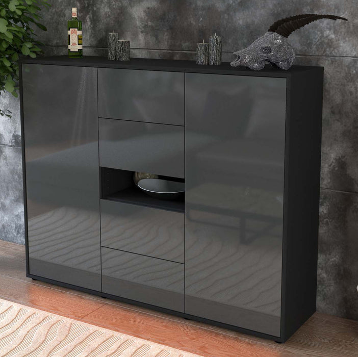 Highboard Noelia, Grau Studio (136x108x35cm) - Dekati GmbH