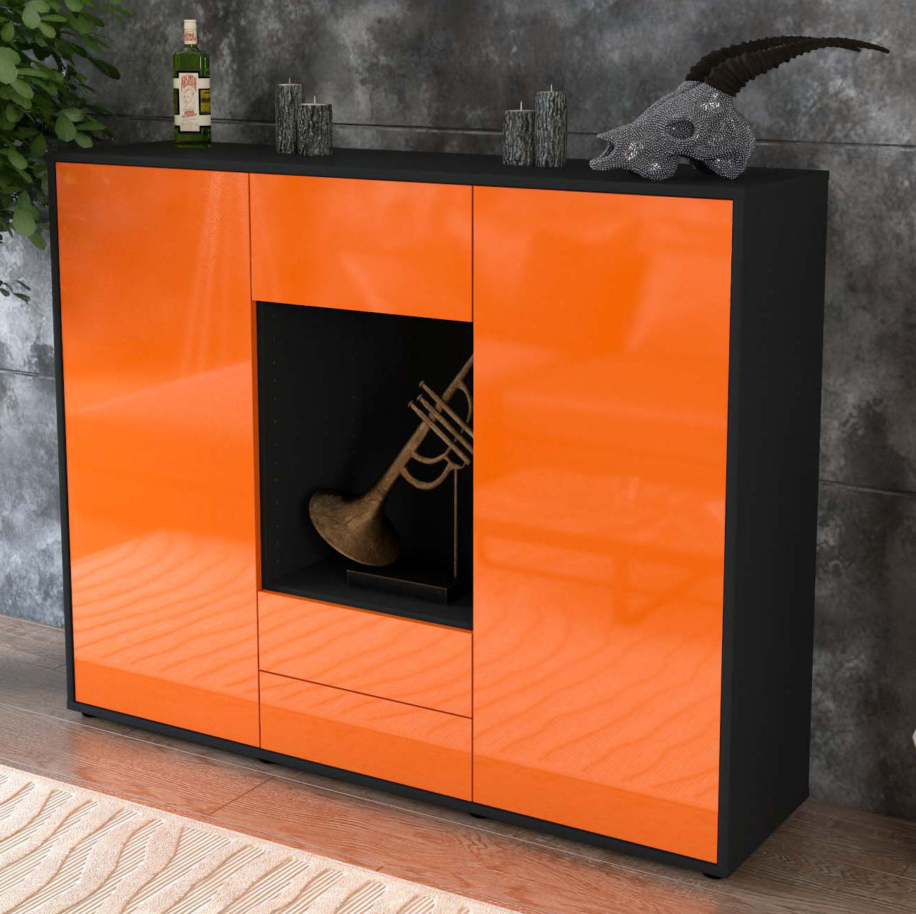 Highboard Norina, Orange Studio (136x108x35cm) - Dekati GmbH