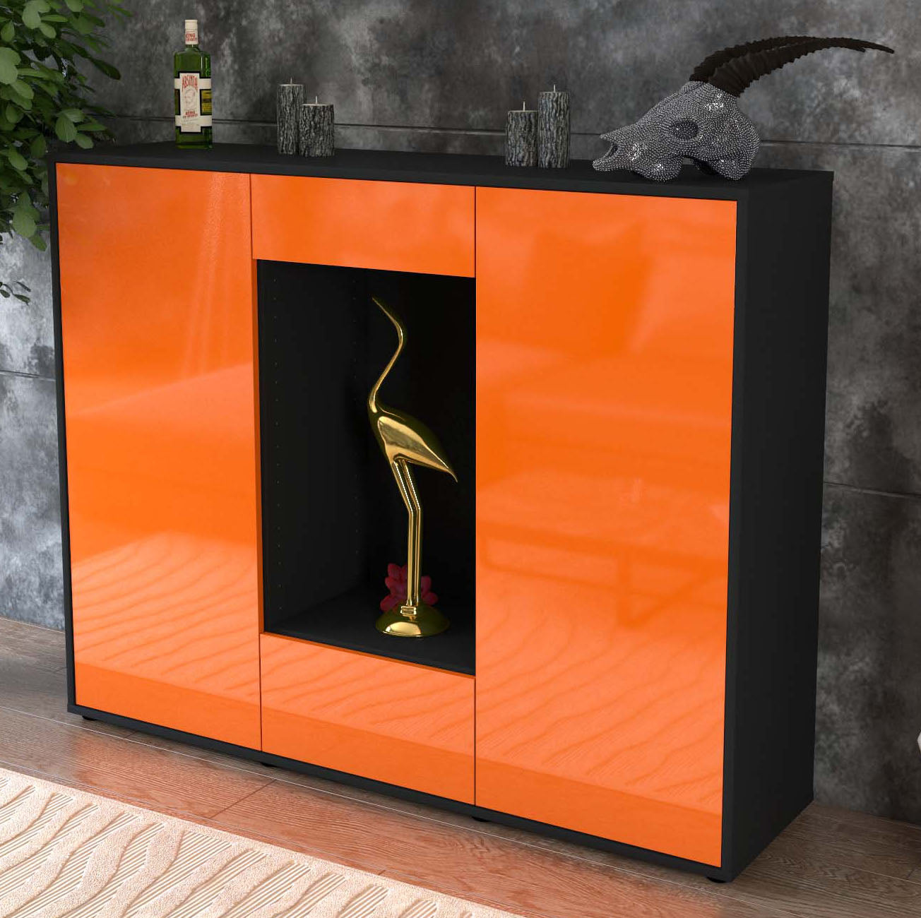 Highboard Nova, Orange Studio (136x108x35cm) - Dekati GmbH