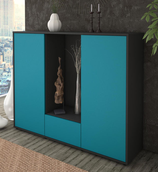 Highboard Nuccia, Türkis Studio (136x108x35cm) - Dekati GmbH