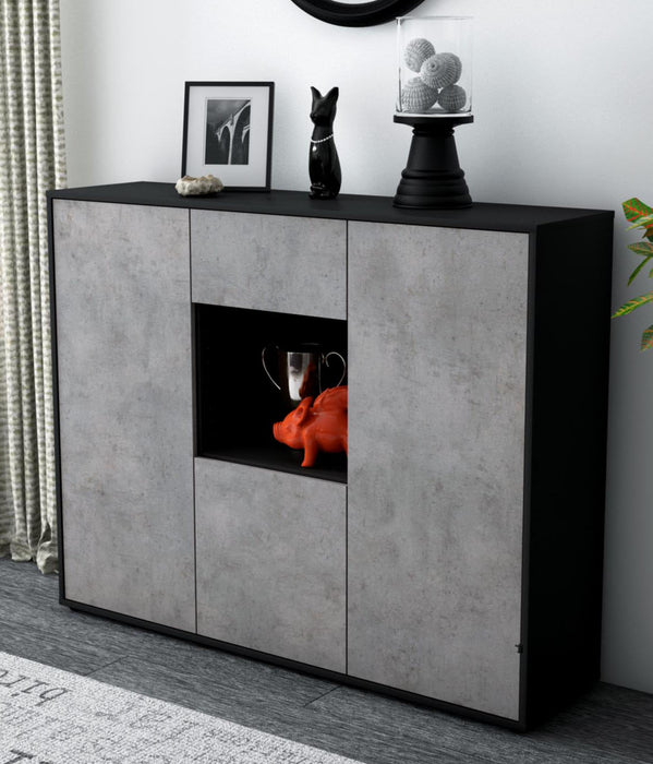 Highboard Nuria, Beton Studio (136x108x35cm) - Dekati GmbH