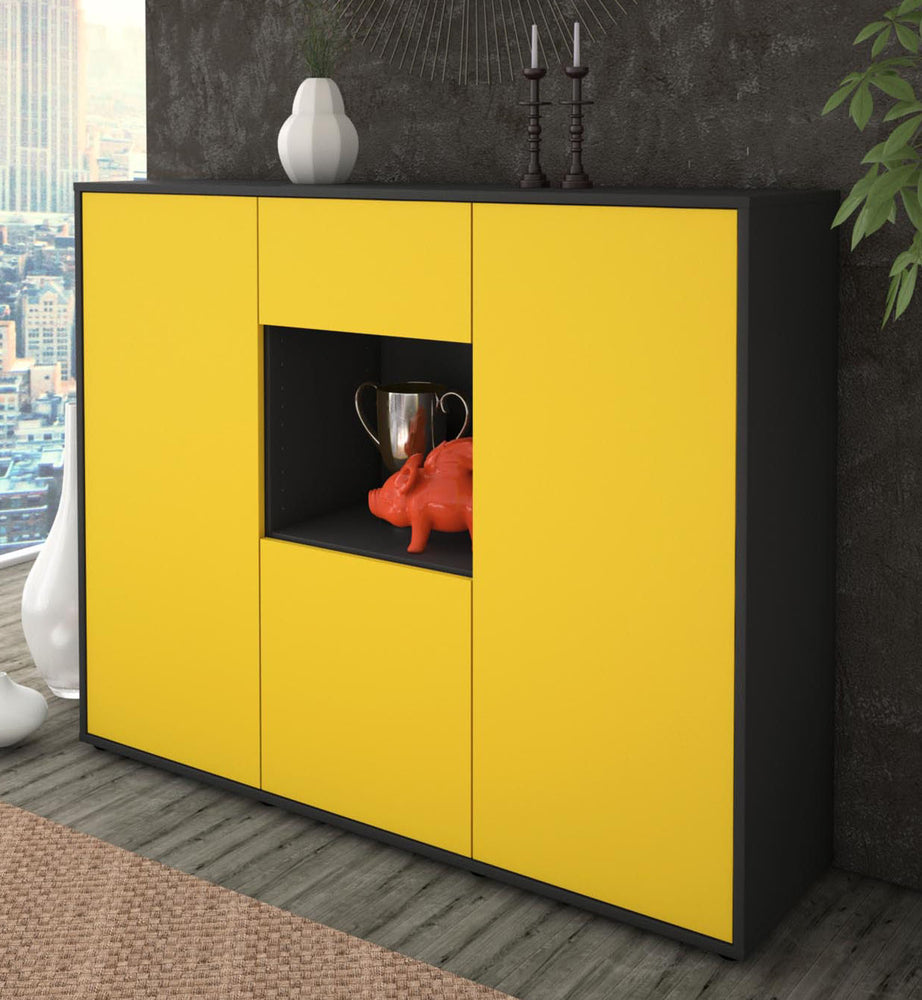 Highboard Nuria, Gelb Studio (136x108x35cm) - Dekati GmbH