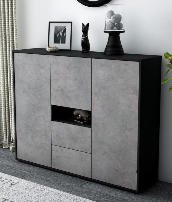 Highboard Olivia, Beton Studio (136x108x35cm) - Dekati GmbH