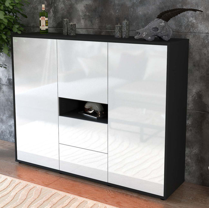 Highboard Olivia, Weiß Studio (136x108x35cm) - Dekati GmbH