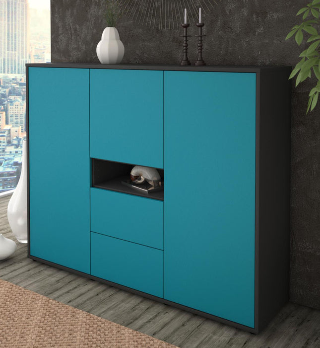 Highboard Olivia, Türkis Studio (136x108x35cm) - Dekati GmbH