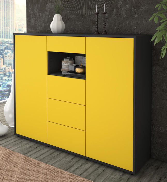 Highboard Ornella, Gelb Studio (136x108x35cm) - Dekati GmbH