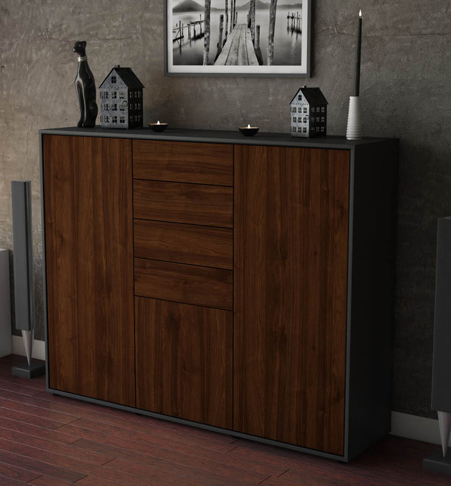 Highboard Patricia, Walnuss Studio (136x108x35cm) - Dekati GmbH