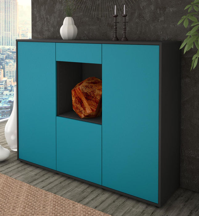 Highboard Peppina, Türkis Studio (136x108x35cm) - Dekati GmbH