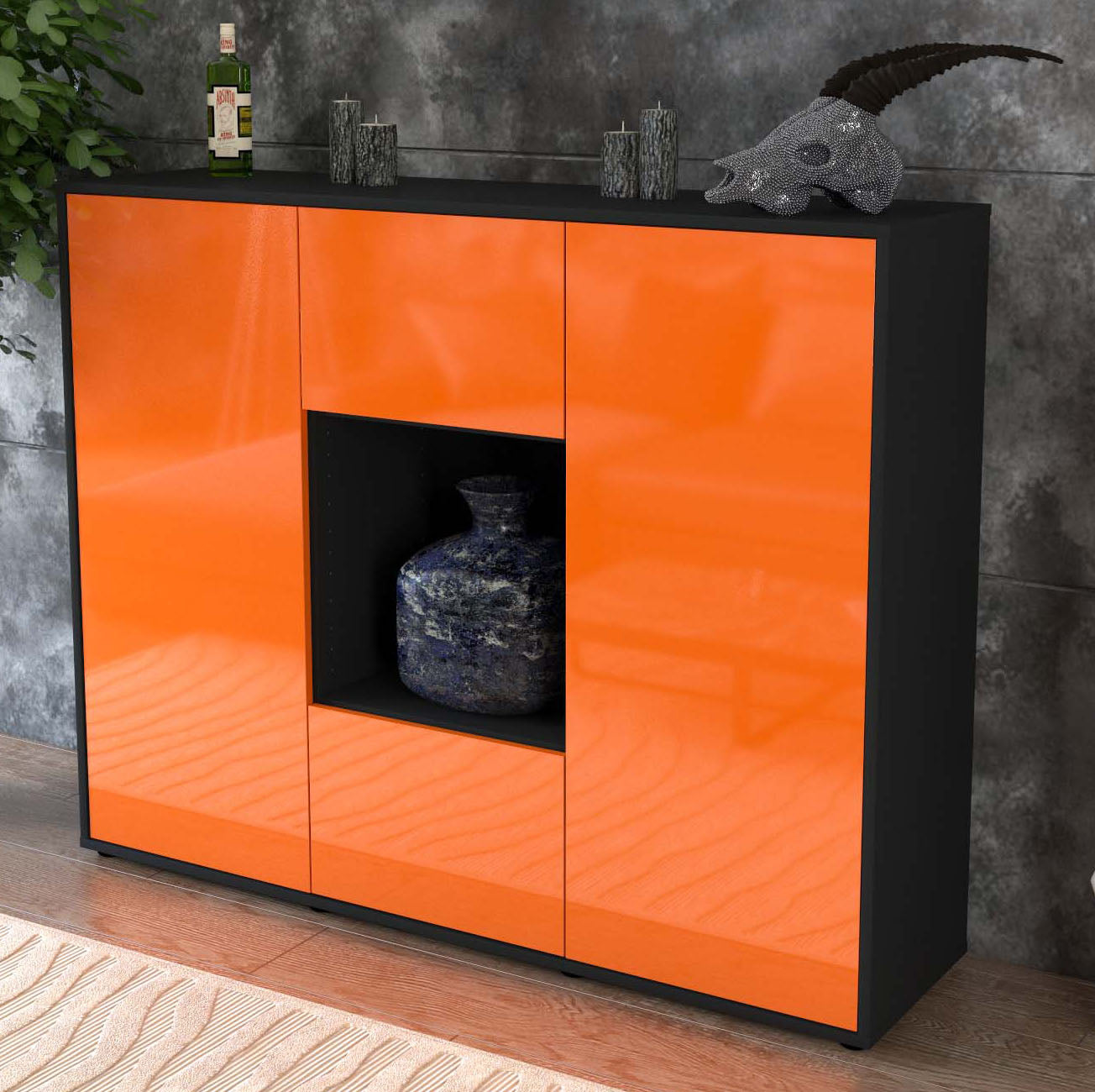 Highboard Priscilla, Orange Studio (136x108x35cm) - Dekati GmbH