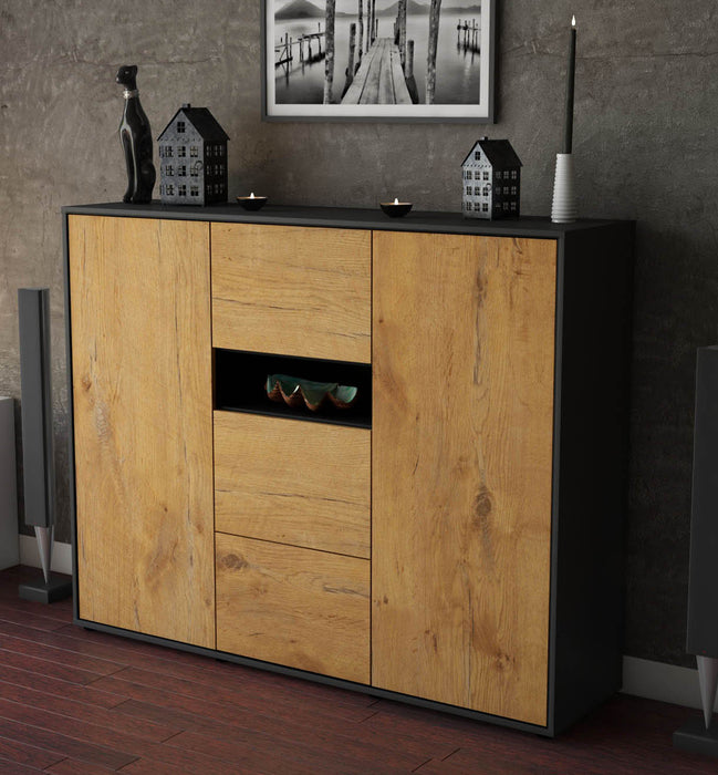 Highboard Quinta, Eiche Studio (136x108x35cm) - Dekati GmbH