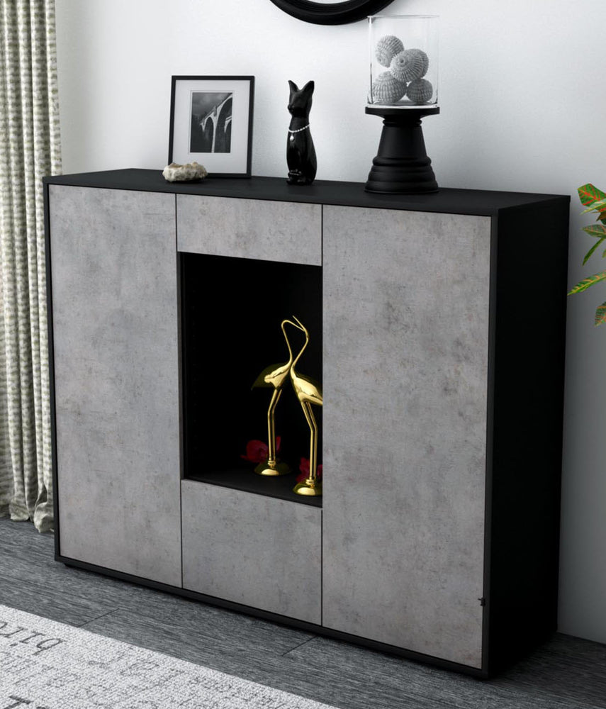 Highboard Raffaela, Beton Studio (136x108x35cm) - Dekati GmbH