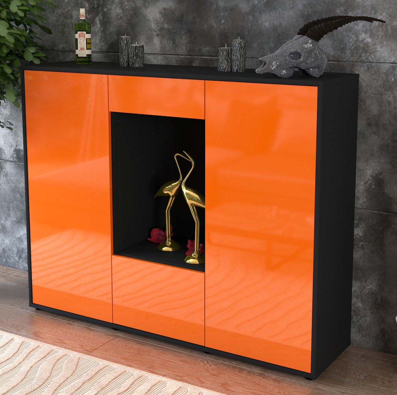 Highboard Raffaela, Orange Studio (136x108x35cm) - Dekati GmbH